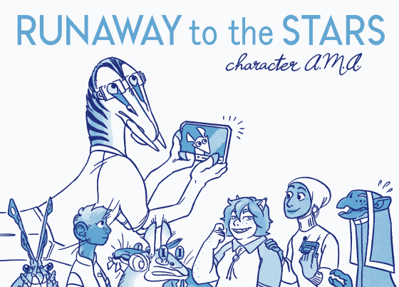 Character AMA 1 Animated Banner. Features the Cast of Runaway to the Stars