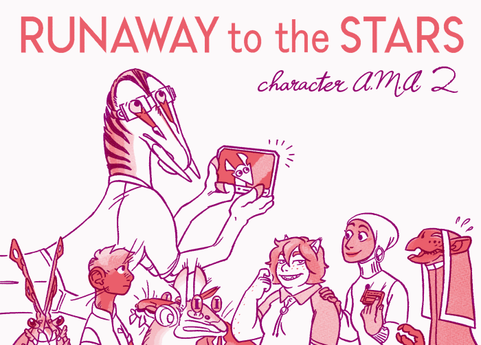 Character AMA 2 Animated Banner. Features the Cast of Runaway to the Stars